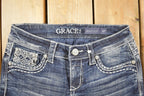 Vintage Deadstock Y2K Grace LA Bedazzled Low Rise Jeans Women's Size 27 x 32