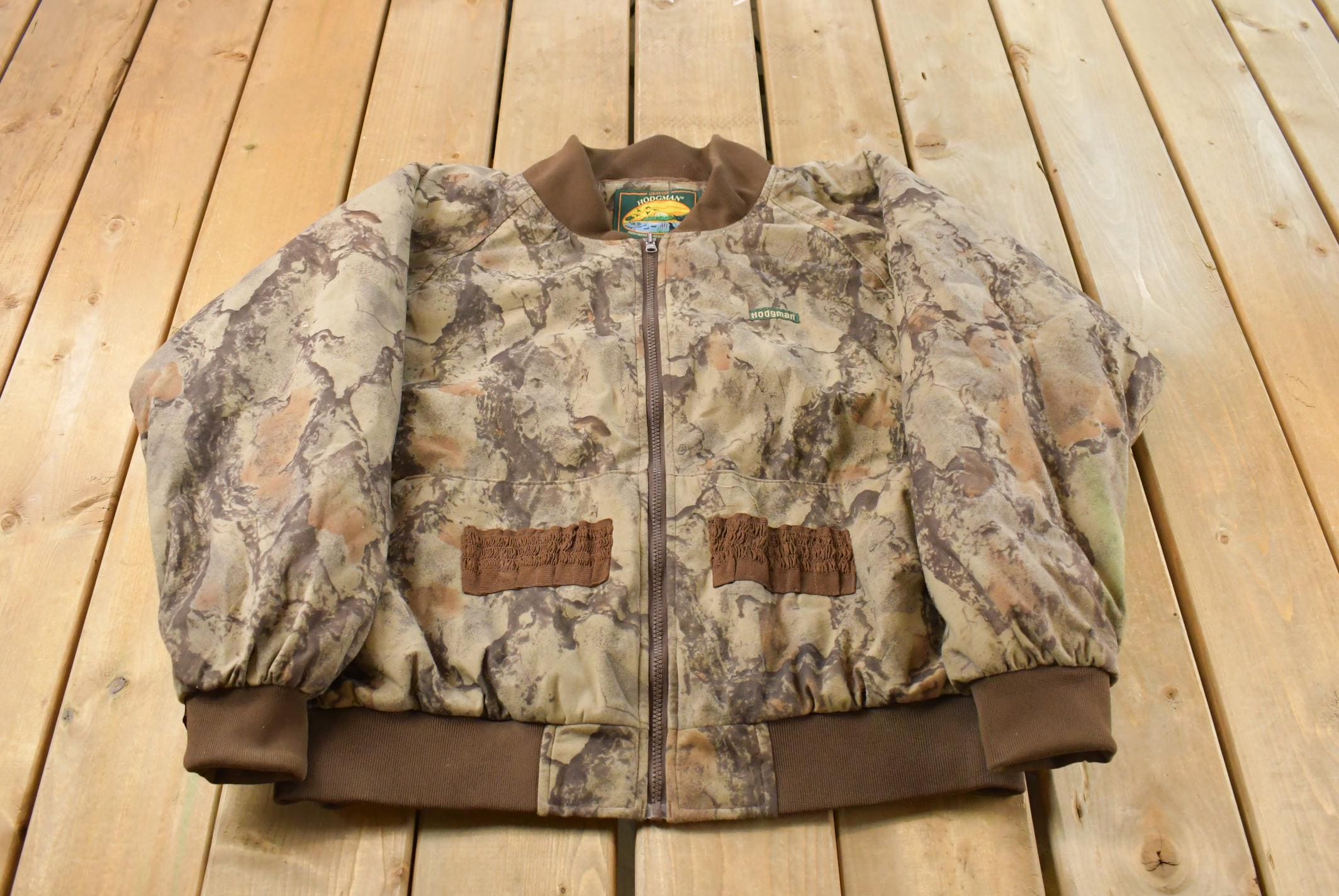Vintage 1990s Hodgman Tree Camo Bomber Jacket Men's XL  Woodland Camo  Streetwear  Hunting Outdoors