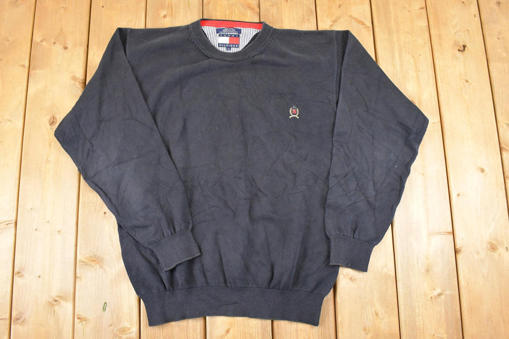 Vintage 1990s Tommy Hilfiger Knit Crewneck Sweater Men's L  90s Knitted Sweatshirt  Vintage Preppy Knits