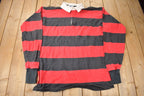 Vintage 1990s Lands End Striped Rugby Sweatshirt Size XXL made In USA