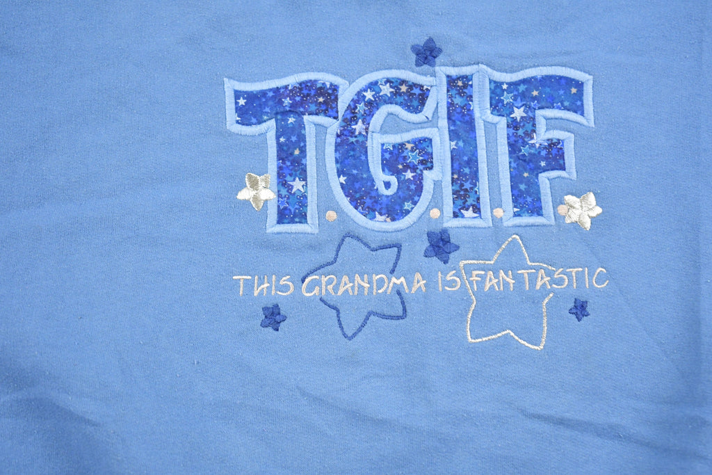 Vintage 1990s Cute Grandma Embroidered Double Collar Crewneck