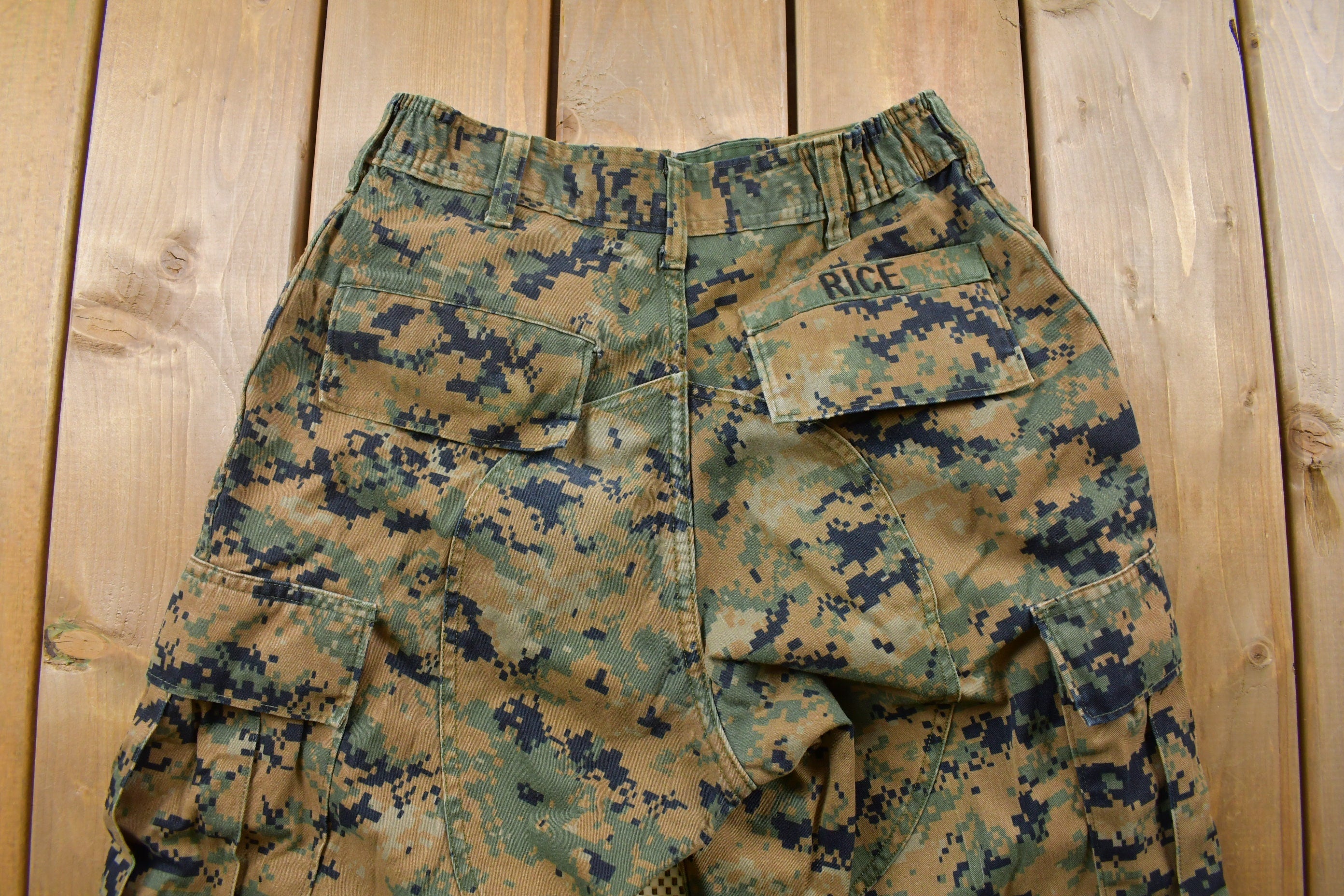 Vintage Military Digital Woodland Camouflage Cargo Pocket Pants 28 x 32