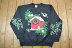 Vintage 1990s Cute Birdhouse Holiday Crewneck Sweater