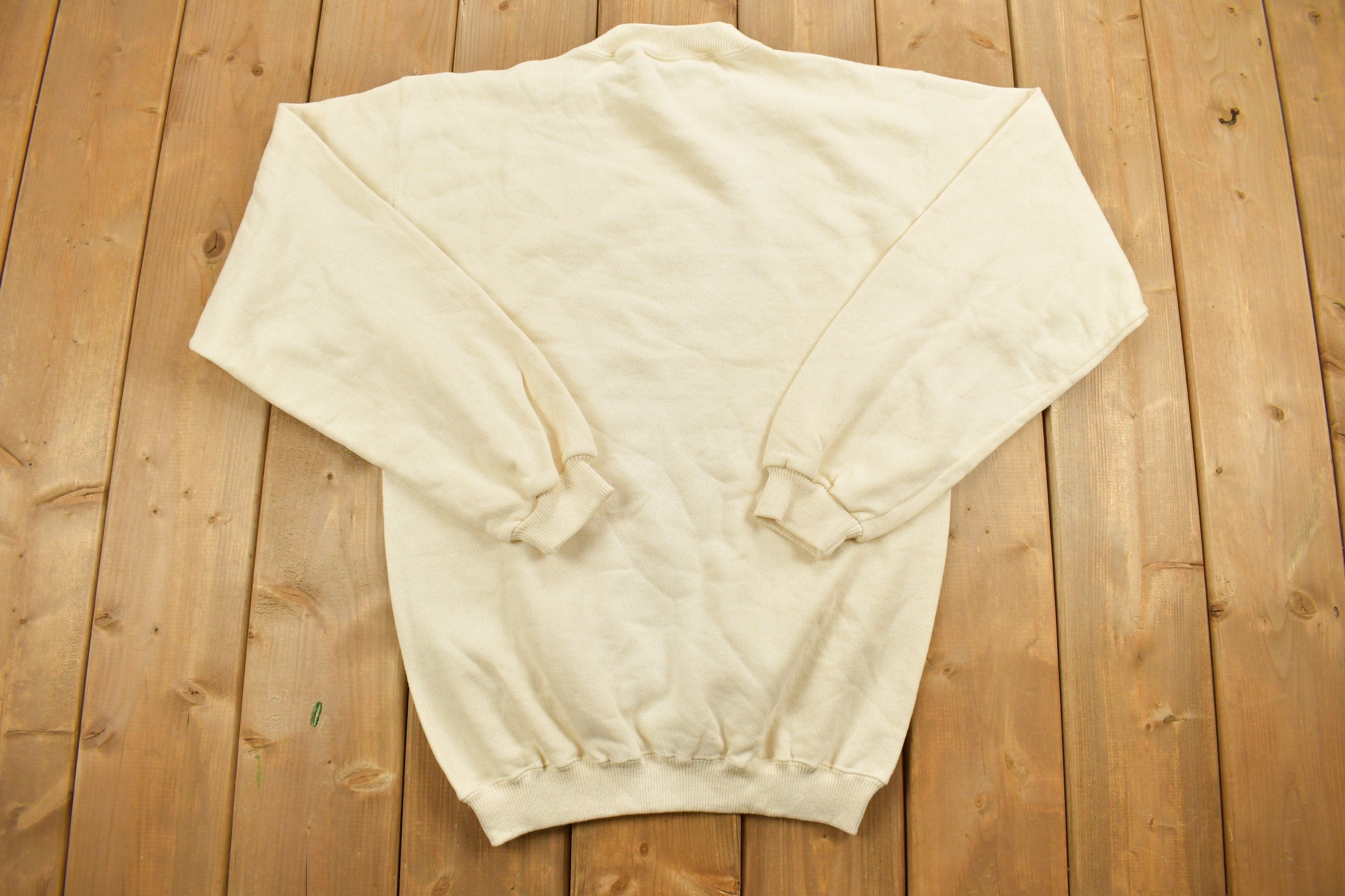 Vintage 1990s Beige Santee Blank Crewneck Sweatshirt
