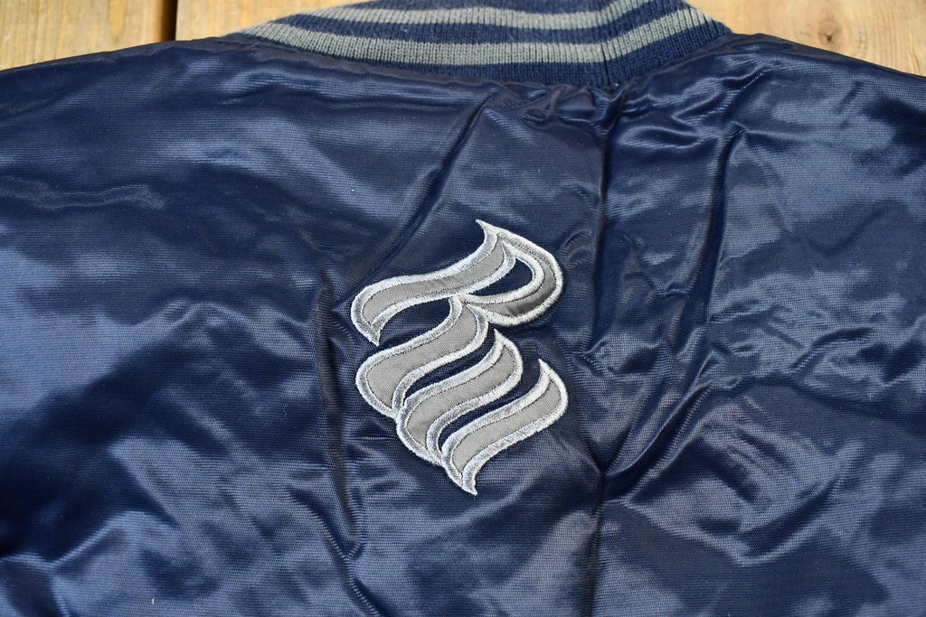 Vintage 1990s Rocawear Embroidered Snap Button Satin Bomber Jacket