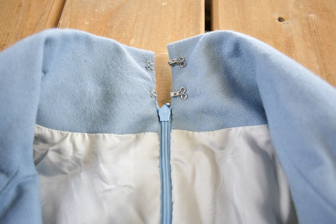 Vintage 1960s Sky Blue Full Length Wool Coat