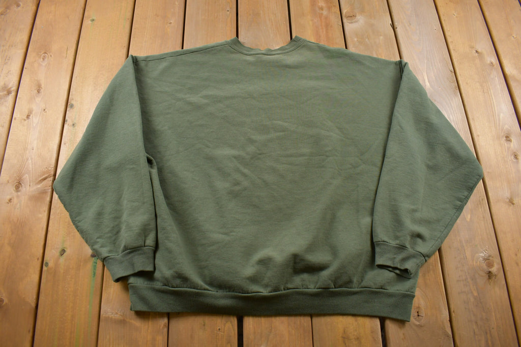 Vintage 1990s Jerzees Blank Green Crewneck Sweatshirt