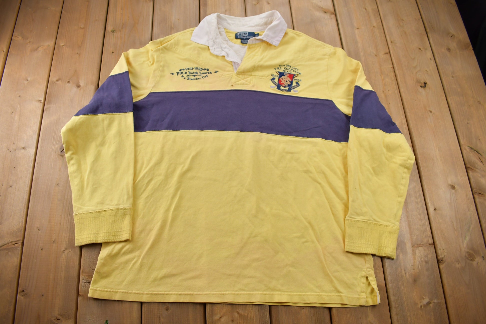 Vintage 1990s Polo Ralph Lauren Golf Club Color Block Rugby Sweatshirt