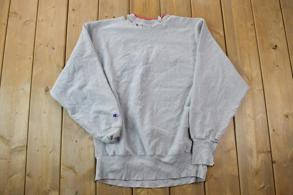 Vintage 1990s Champion Reverse Weave Super Distressed Double Collar Crewneck Sweatshirt