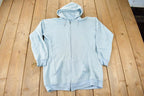 Vintage 1990s Blank Light Blue Zip Up Hoodie