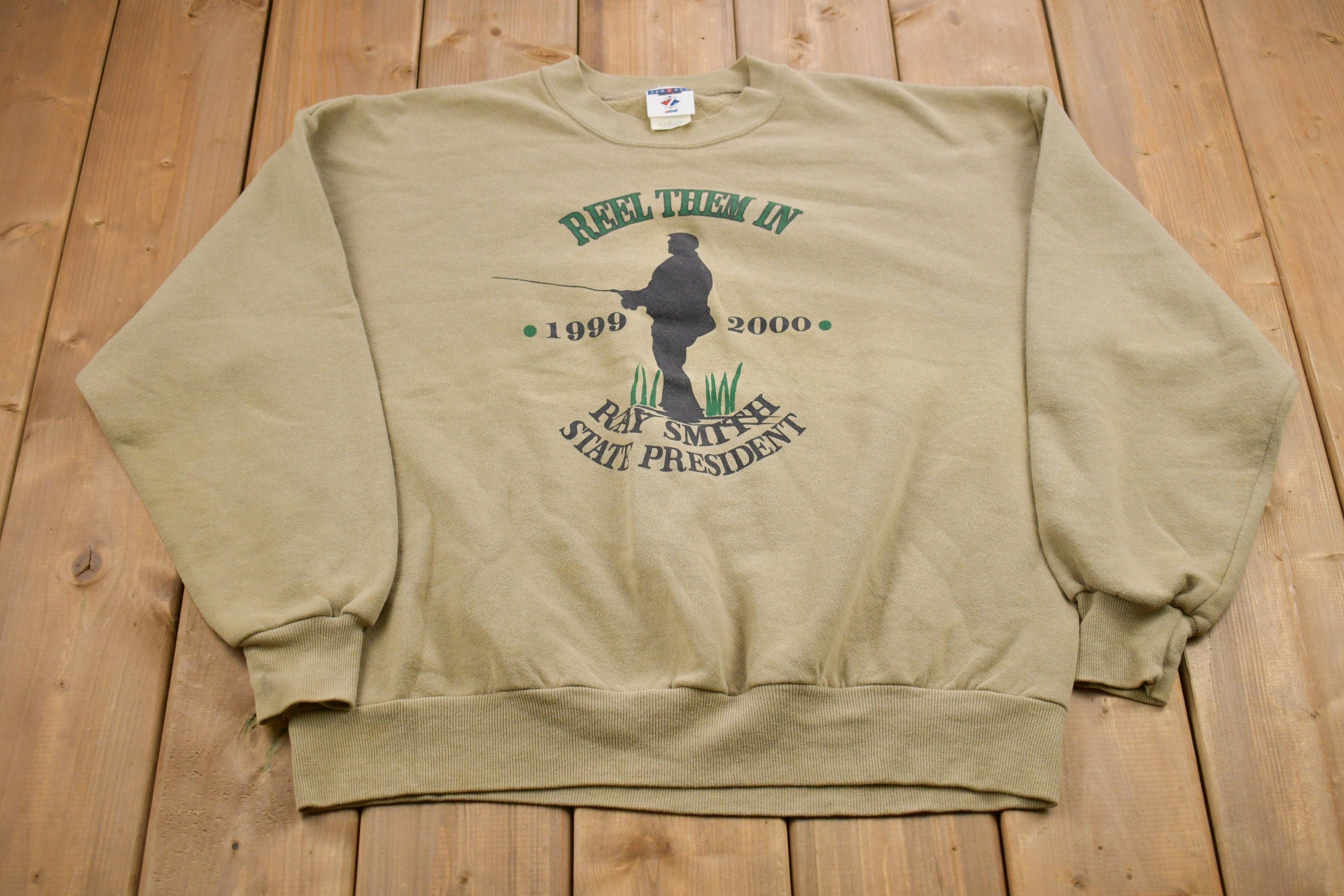 Vintage 1999 Reel Them In Fishing Tournament Crewneck Sweatshirt