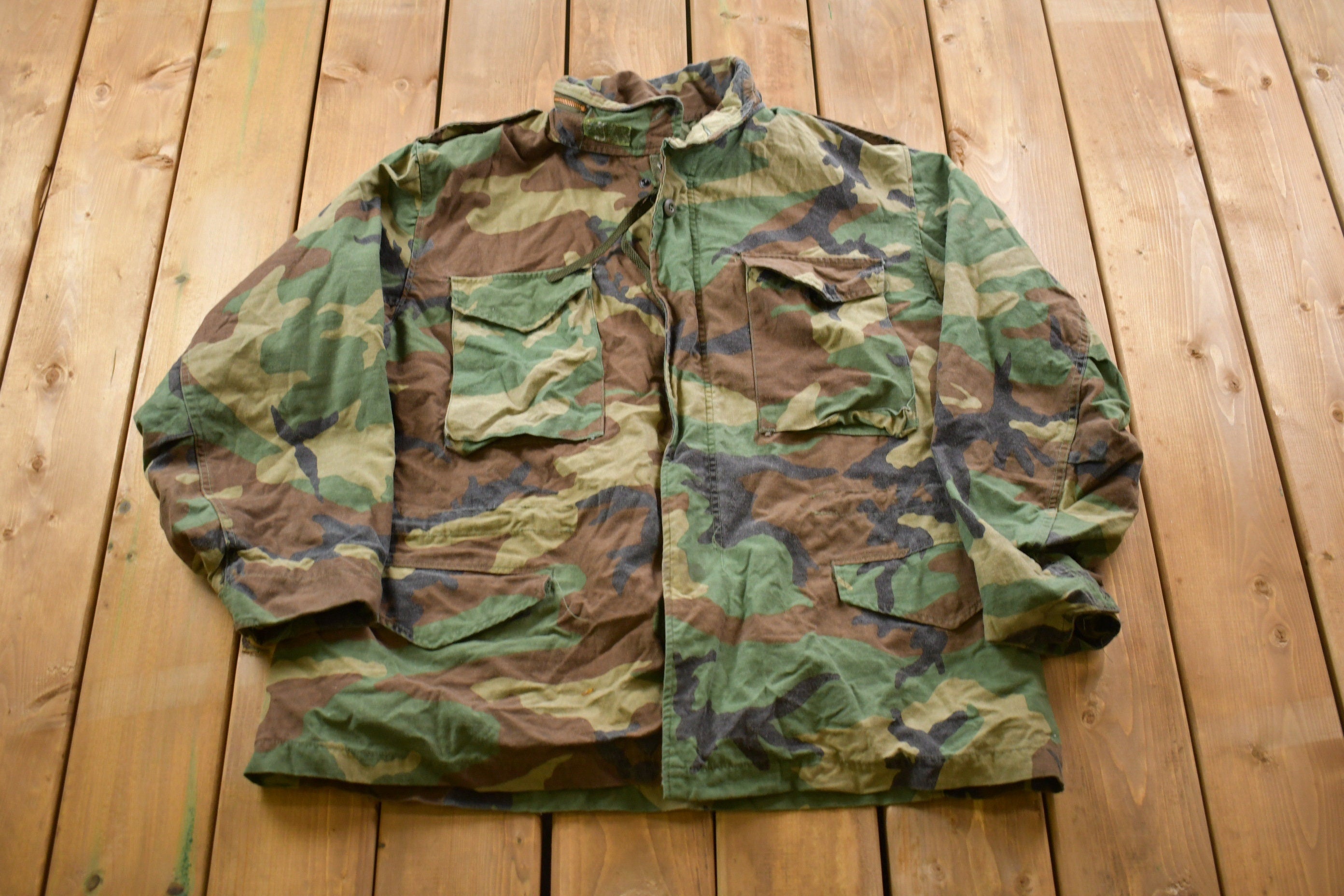 Vintage 1980s Military Camo Field Jacket