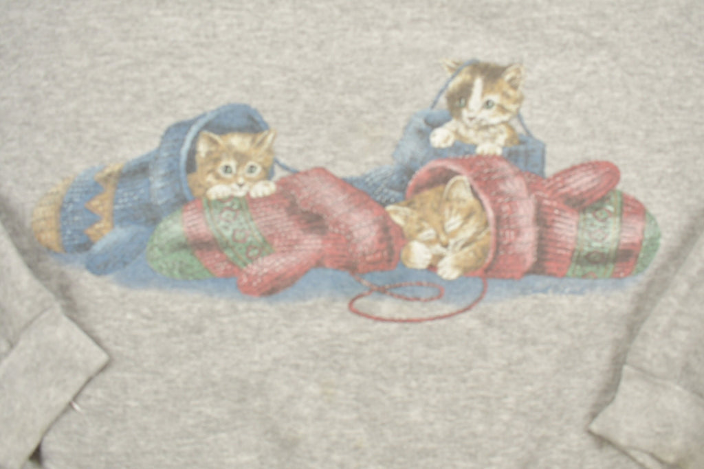 Vintage 1990s Cute Cats Sleeping Crewneck Sweater