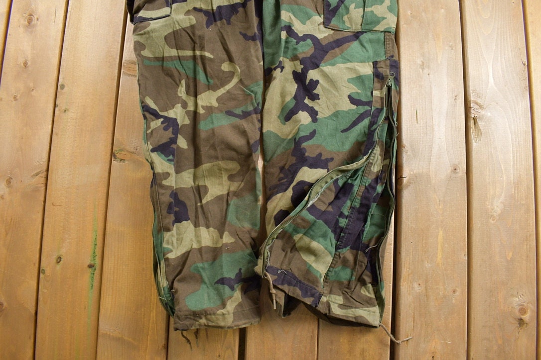 Vintage 1980s Army Woodland Camouflage Cargo Pants