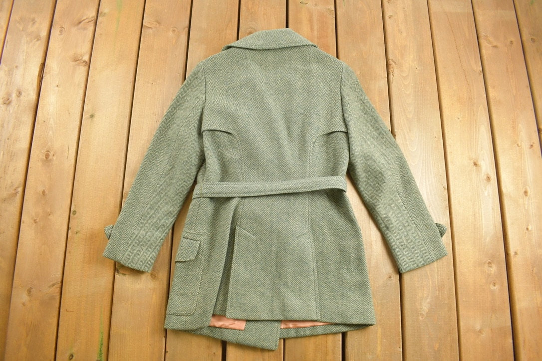 Vintage 1960s Georges Rech Herringbone Wool Over Coat