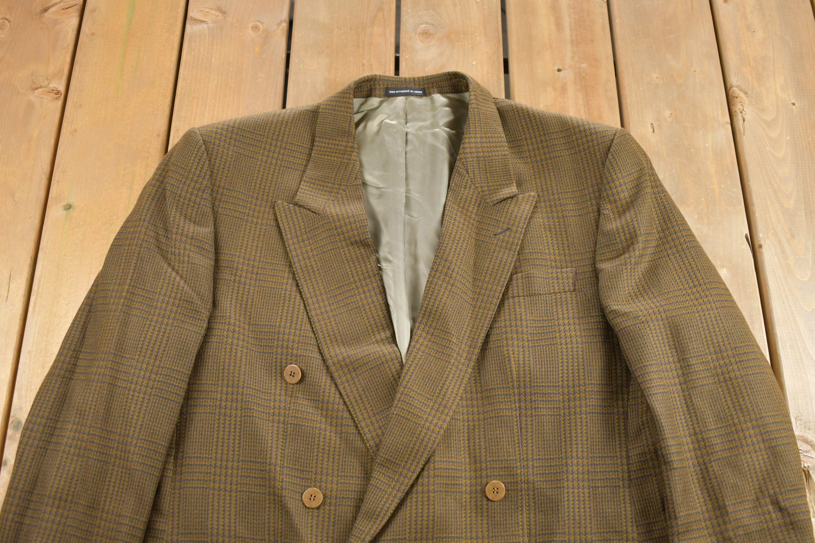 Vintage 1980s Plaid Wool Blazer