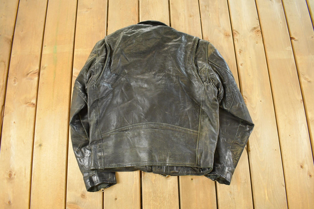 Vintage 1990s Leather Biker Jacket Men's Small
