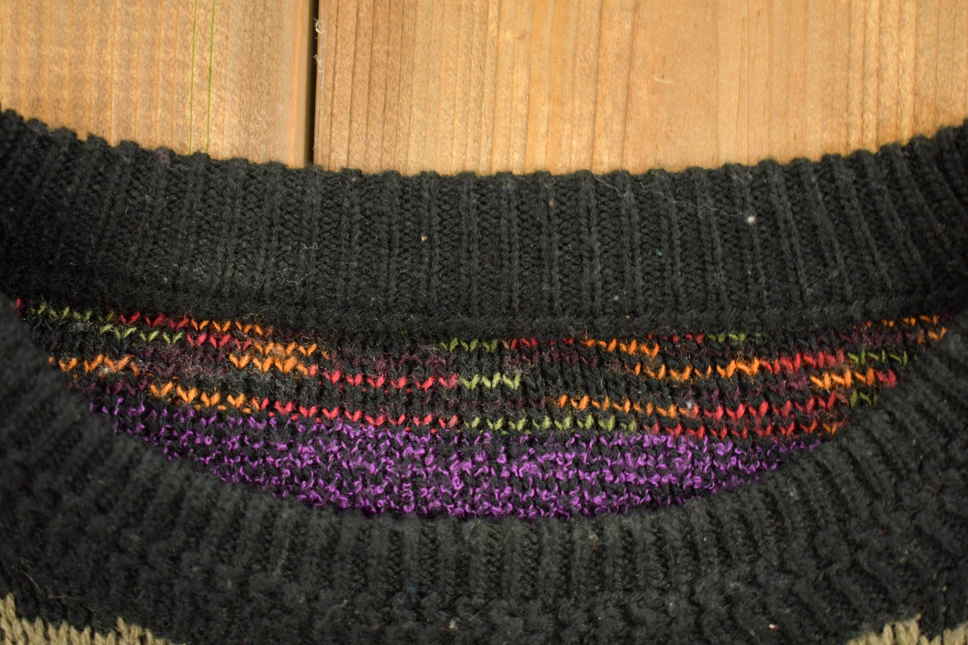 Vintage 1990s Abstract Squiggle Knit Crewneck Sweater /