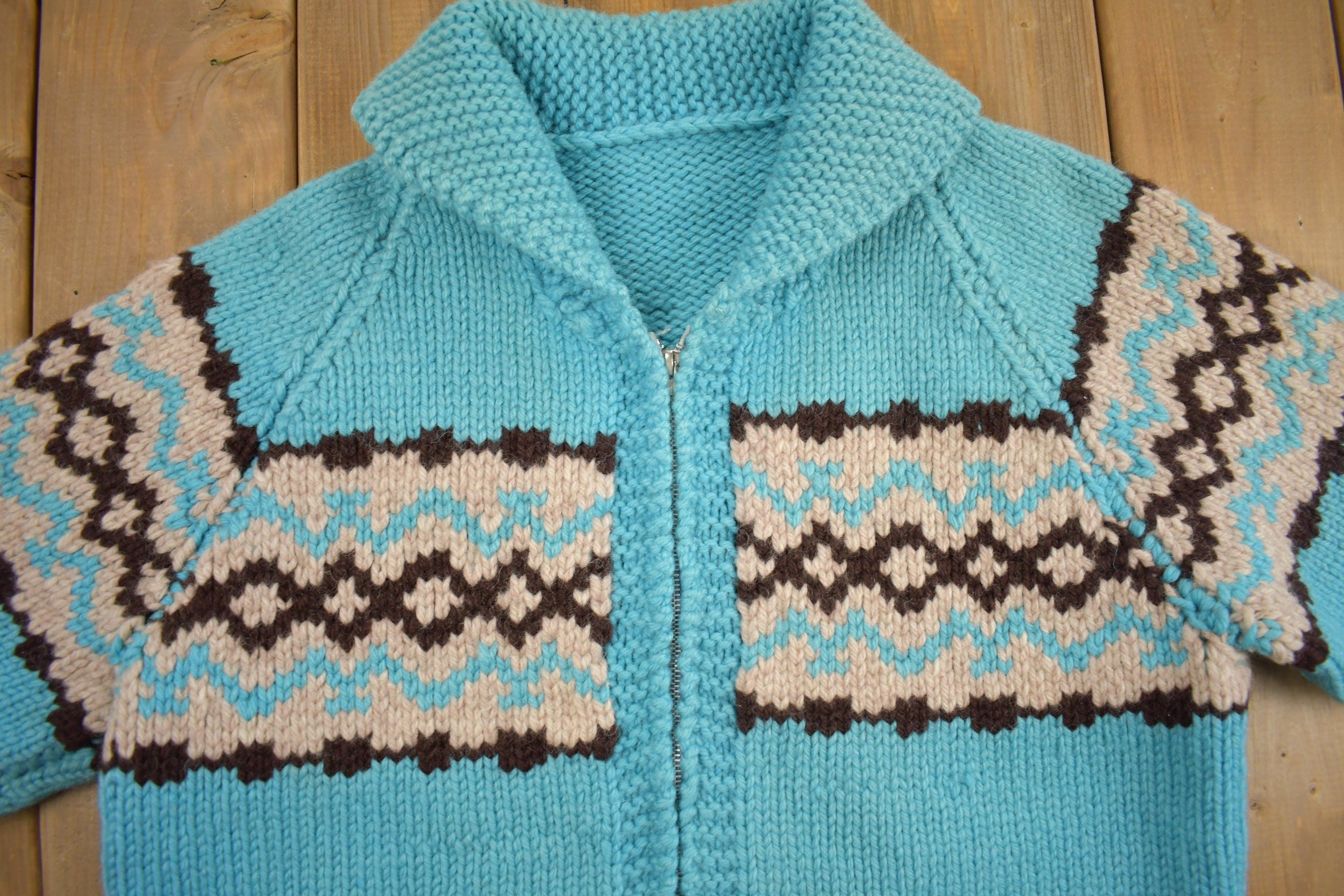 Vintage 1950s Hand-Knit Cowichan Sweater