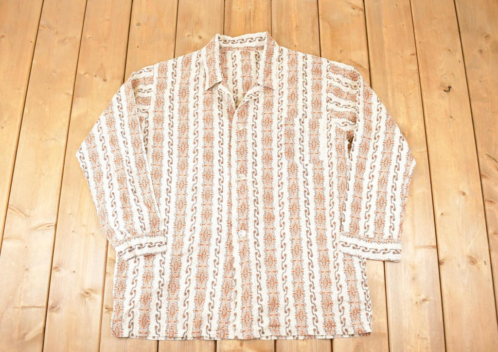 Vintage 1980s Boho Hippie Button Up Shirt Men's L