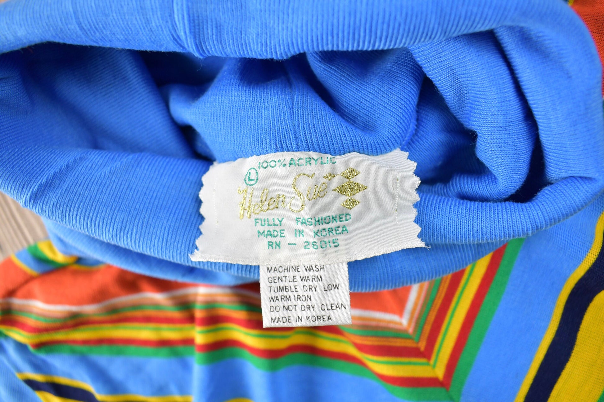 True Vintage 1960s Deadstock Helen Sue Long Sleeve Turtleneck Psychedelic Acyrlic Blouse Knit Sport Top