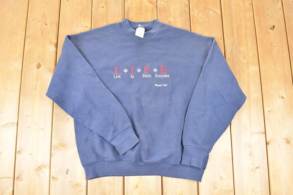 Vintage 1990s Live In Faith Everyday Jesus Crewneck Sweatshirt Men's L