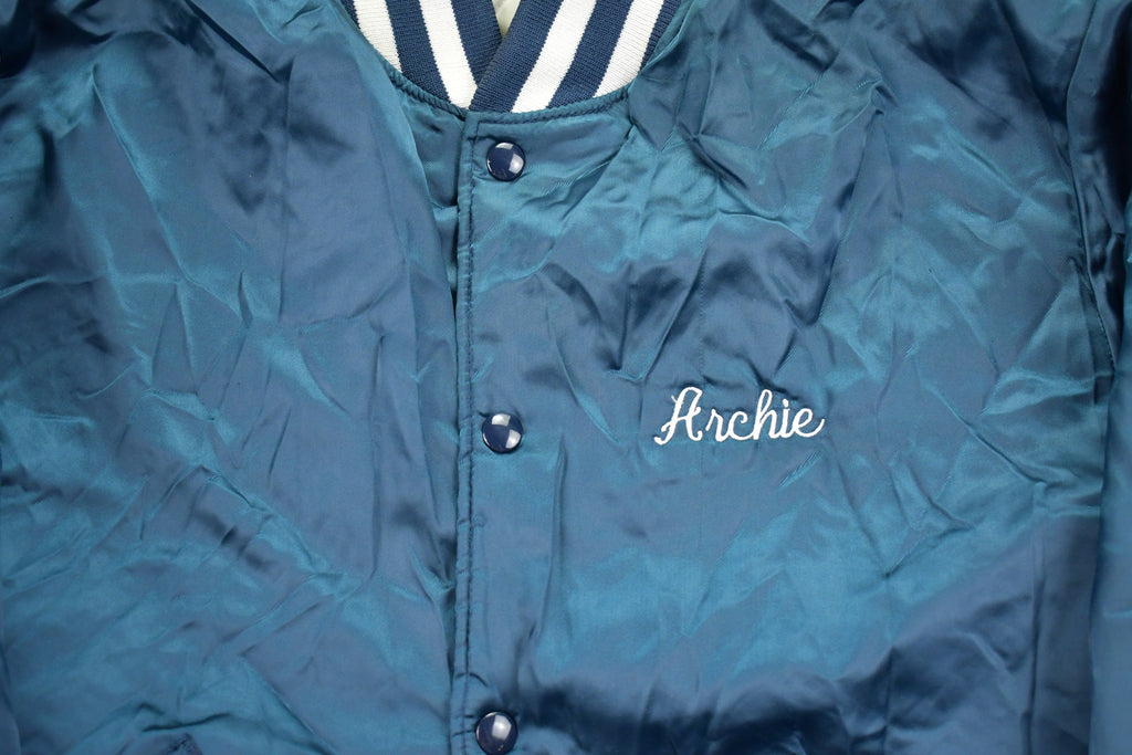 Vintage 1980s Holloway Circus Embroidered Satin Bomber Jacket