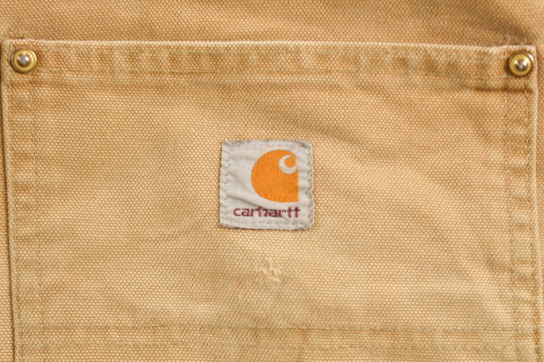 Vintage 1990s Carhartt Beige Double Knee Work Pants Size 38 x 32