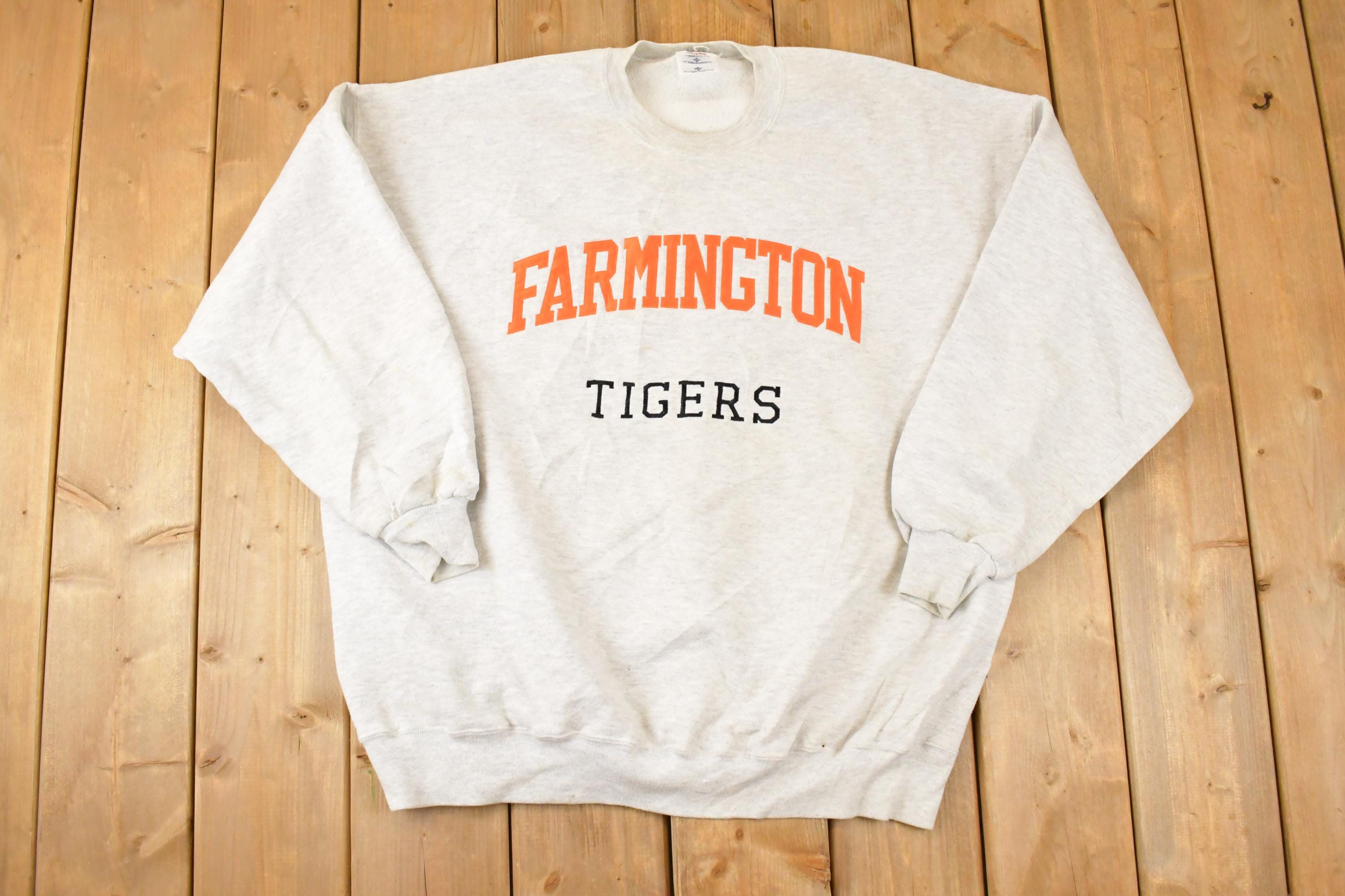 Vintage 1990s Farmington Tigers Embroidered Collegiate Crewneck Sweatshirt Mens XL