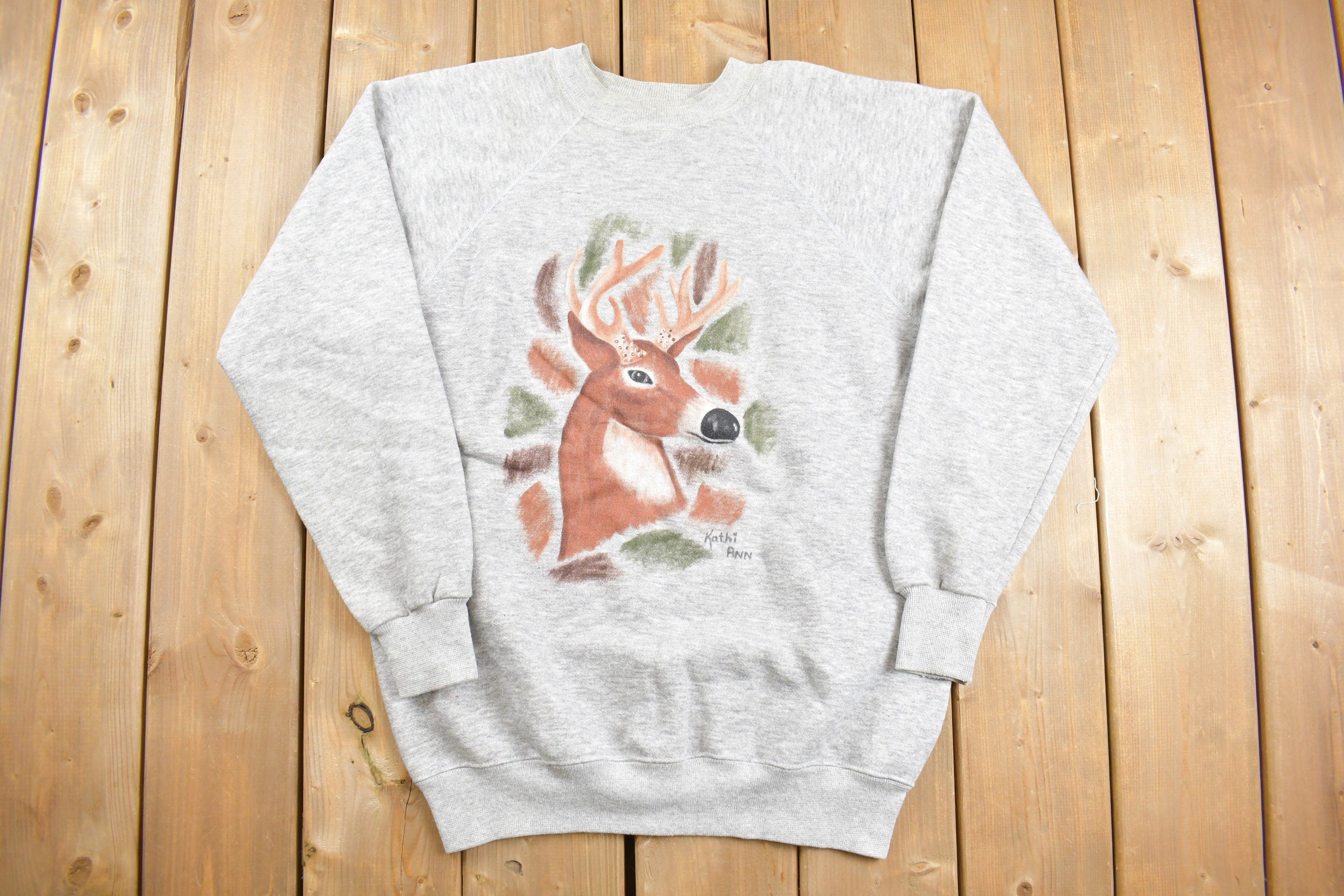 Vintage 1990s Hanes Deer Graphic Crewneck Sweatshirt