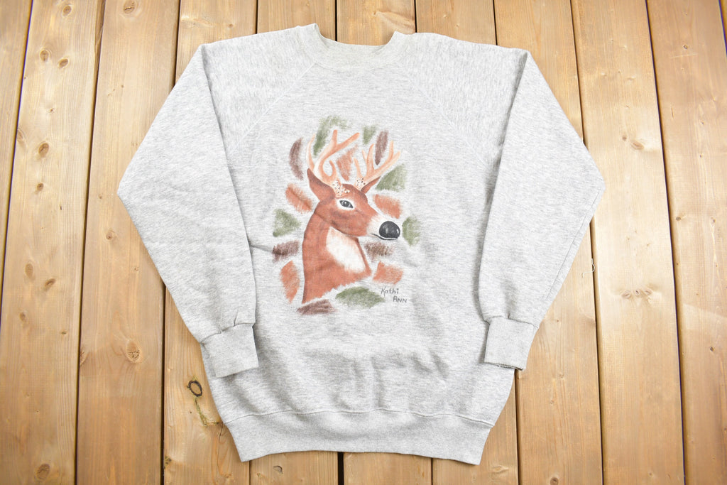 Vintage 1990s Hanes Deer Graphic Crewneck Sweatshirt /