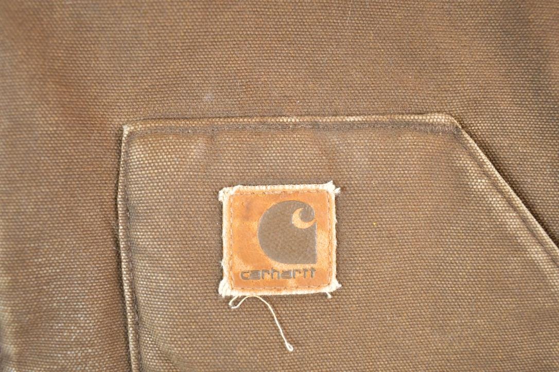 Vintage 1990s Carhartt Perfectly Distressed Collared Work Vest Made In USA