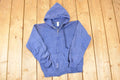 Vintage 1980s Blue Blank Hoodie Sweatshirt Mens S