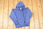 Vintage 1980s Blue Blank Hoodie Sweatshirt Mens S