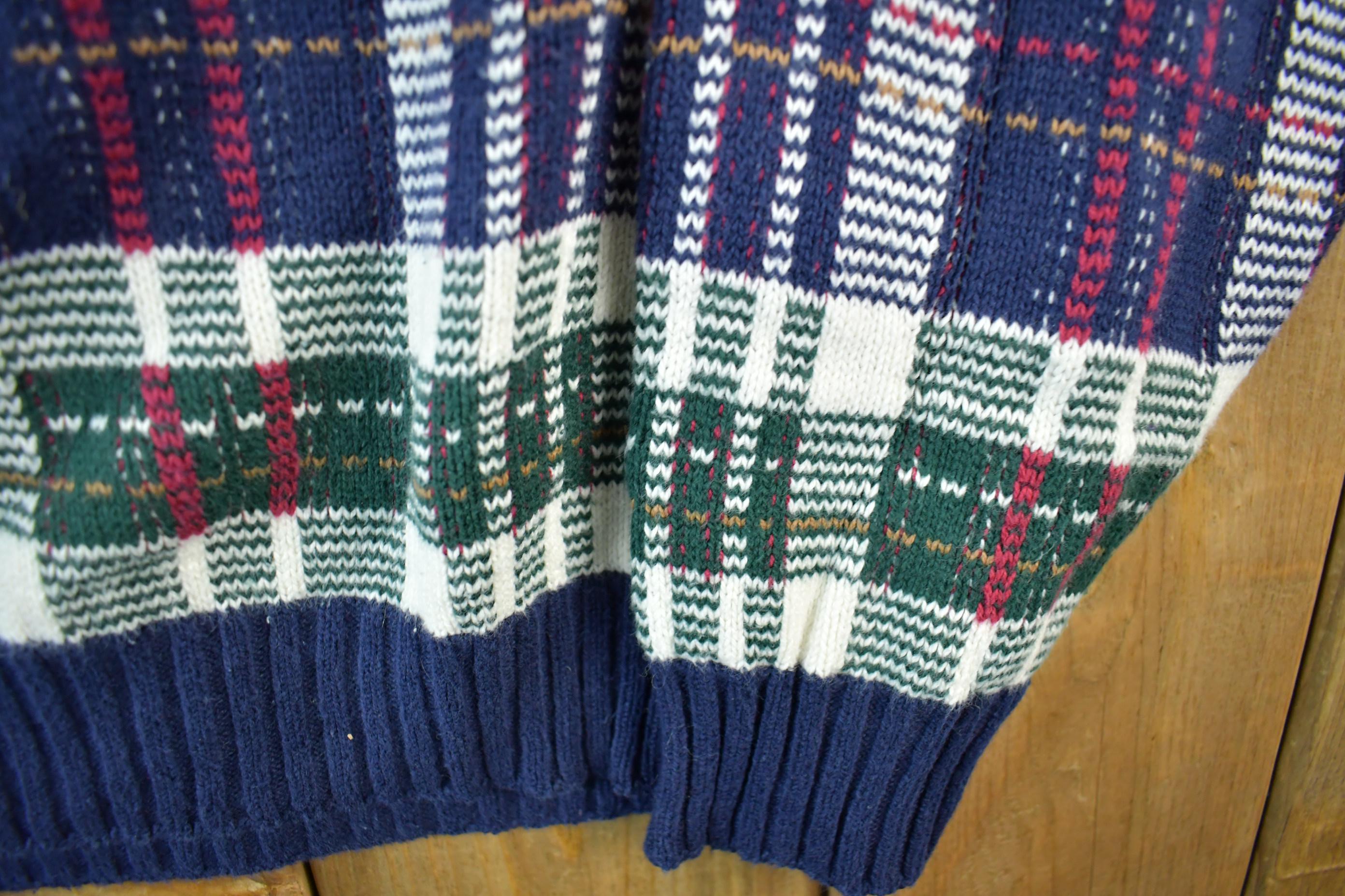Vintage 1990s Isle of Cotton Knit Crewneck Sweater Adult Large