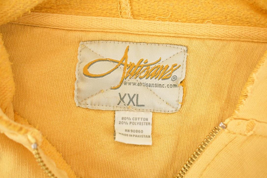 Vintage 1990s Artisans Hidden Haven Resort Quarter Zip Graphic Print Hoodie Sweatshirt Mens XL