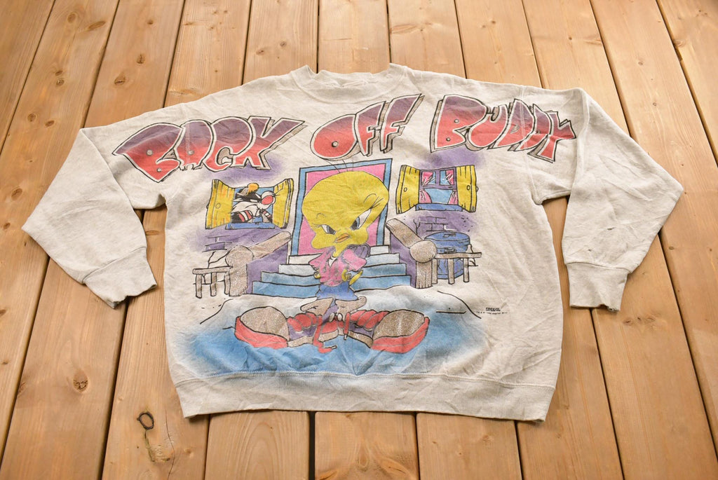 Vintage 1990s Looney Tunes Back off Buddy Crewneck Sweatshirt Men's XL / Vintage Looney Tunes / All Over Print / Vintage Cartoons