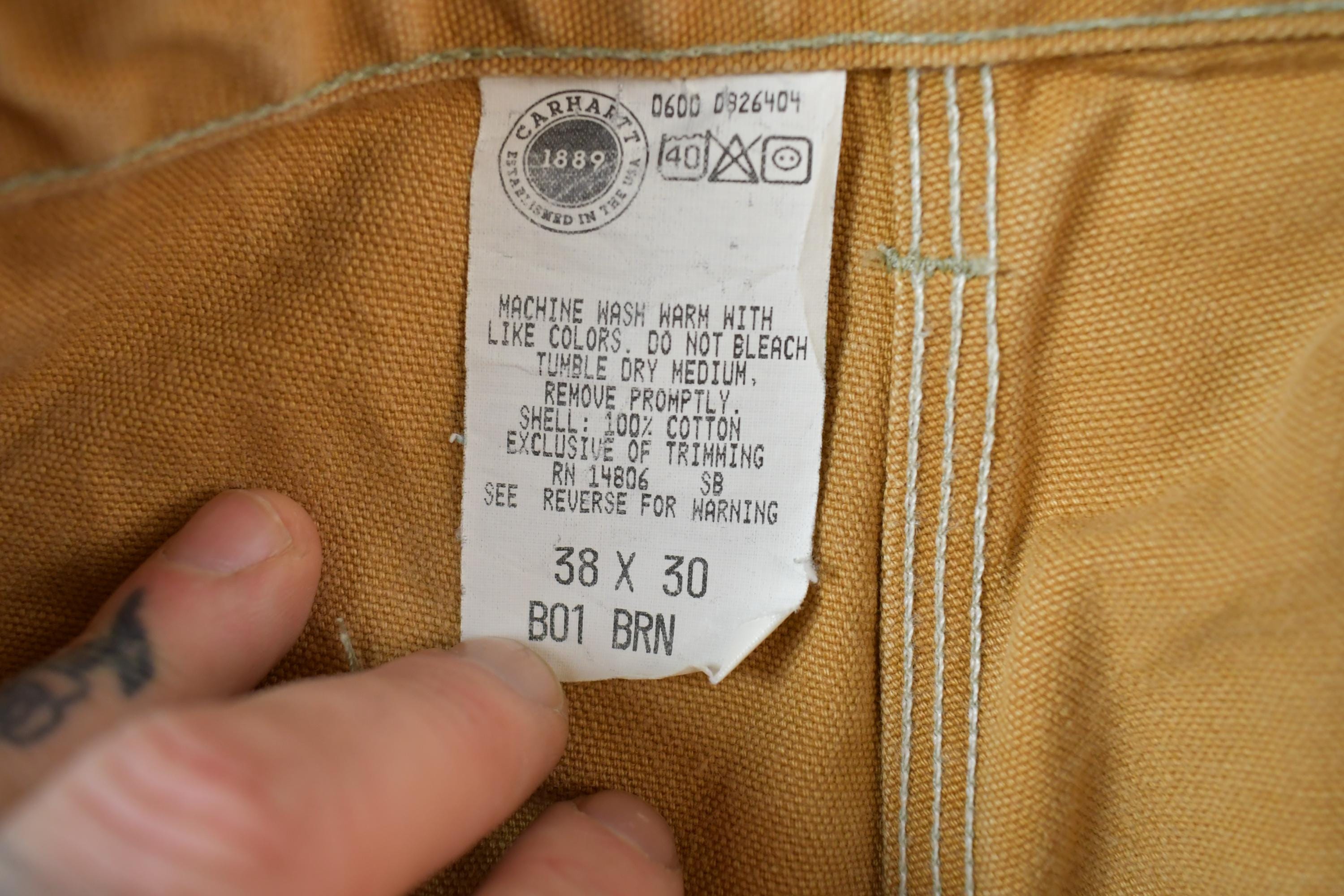 Vintage 1990s Carhartt Double Knee Work Pants Size 38 x 30