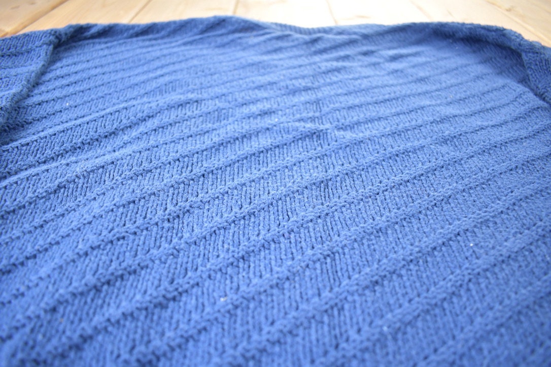 Vintage 1980s St. Johns Bay 3D Blue Knit Crewneck Sweater Made In USA