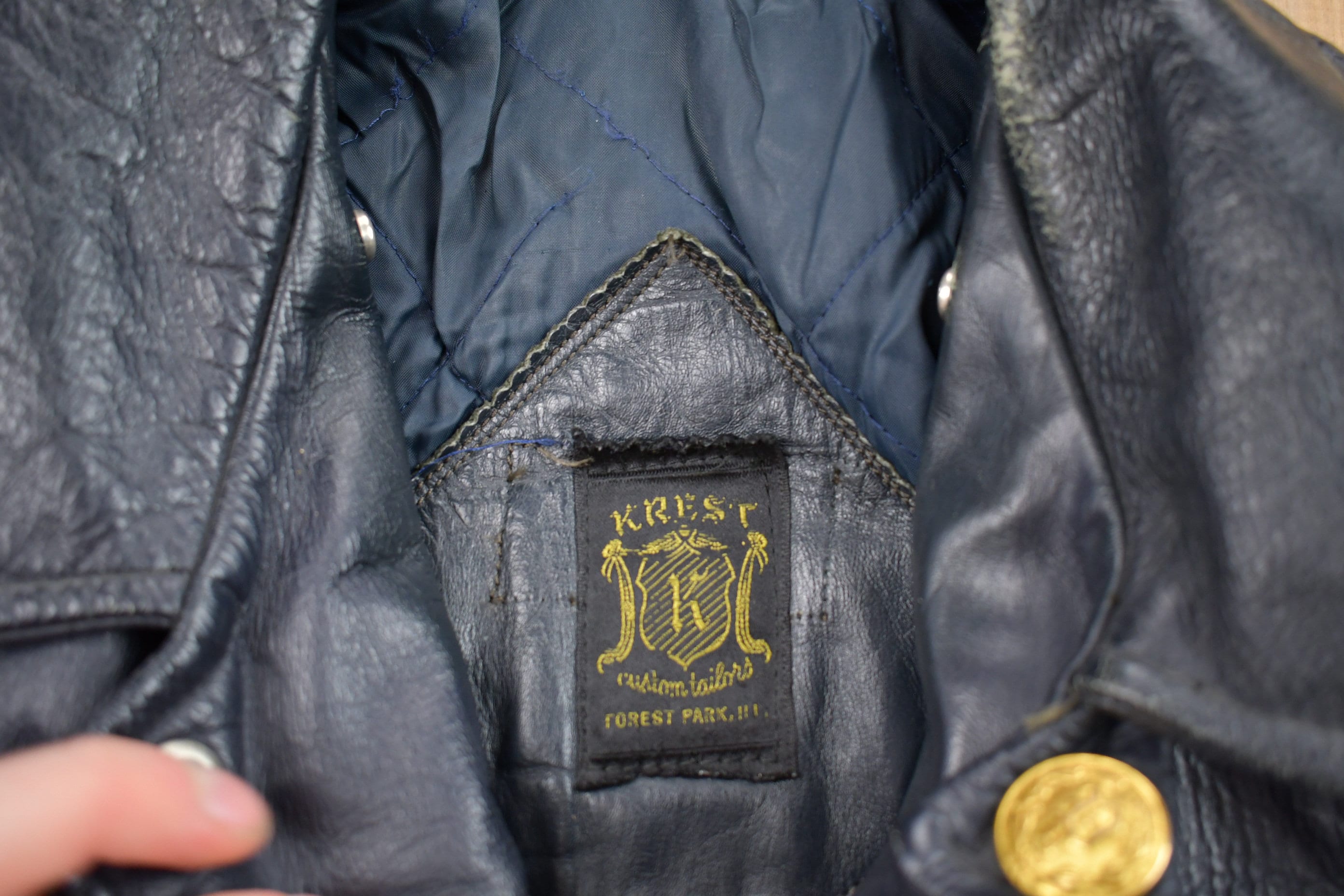 Vintage 1980s Krest Leather Biker Jacket Fall Outerwear