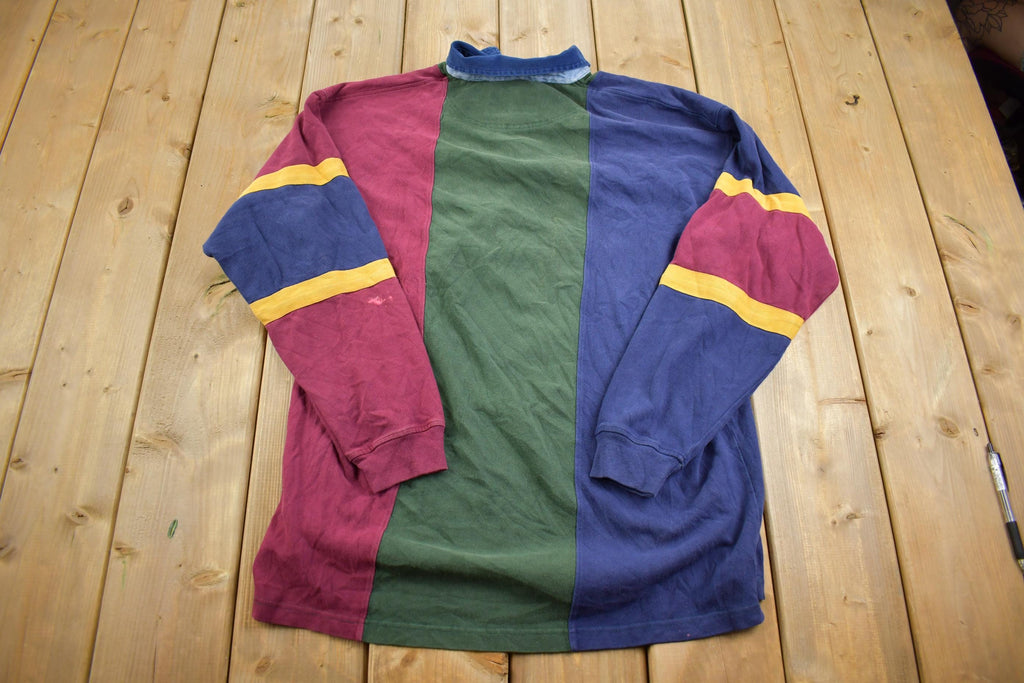 Vintage 1990s American Eagle Striped Rugby Shirt - Large
