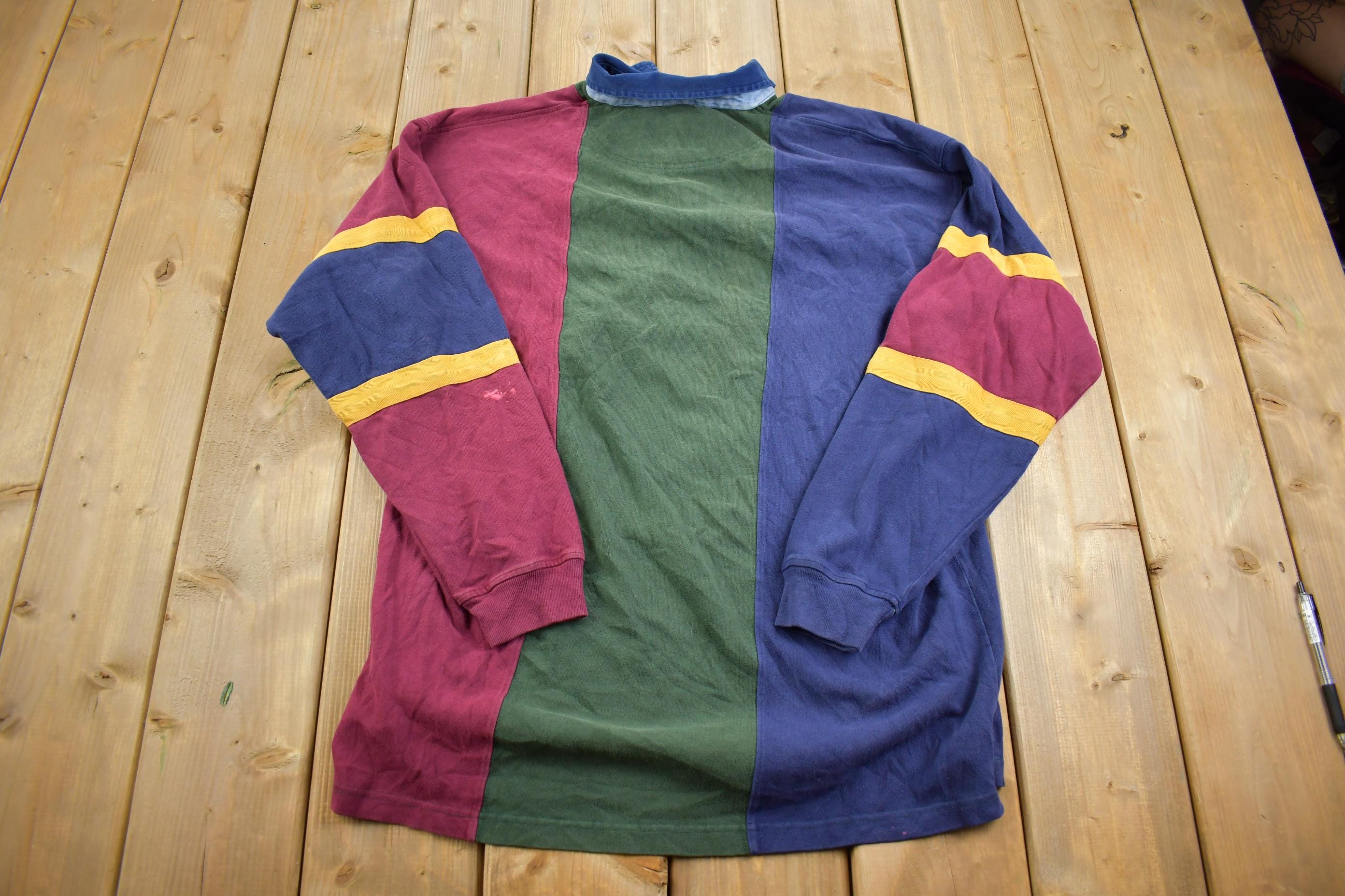Vintage 1990s American Eagle Striped Rugby Shirt - Large