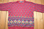 Vintage 1980s Mark Honors All Over Pattern Knitted Crewneck Sweater  Vintage 90s Crewneck  Made In USA