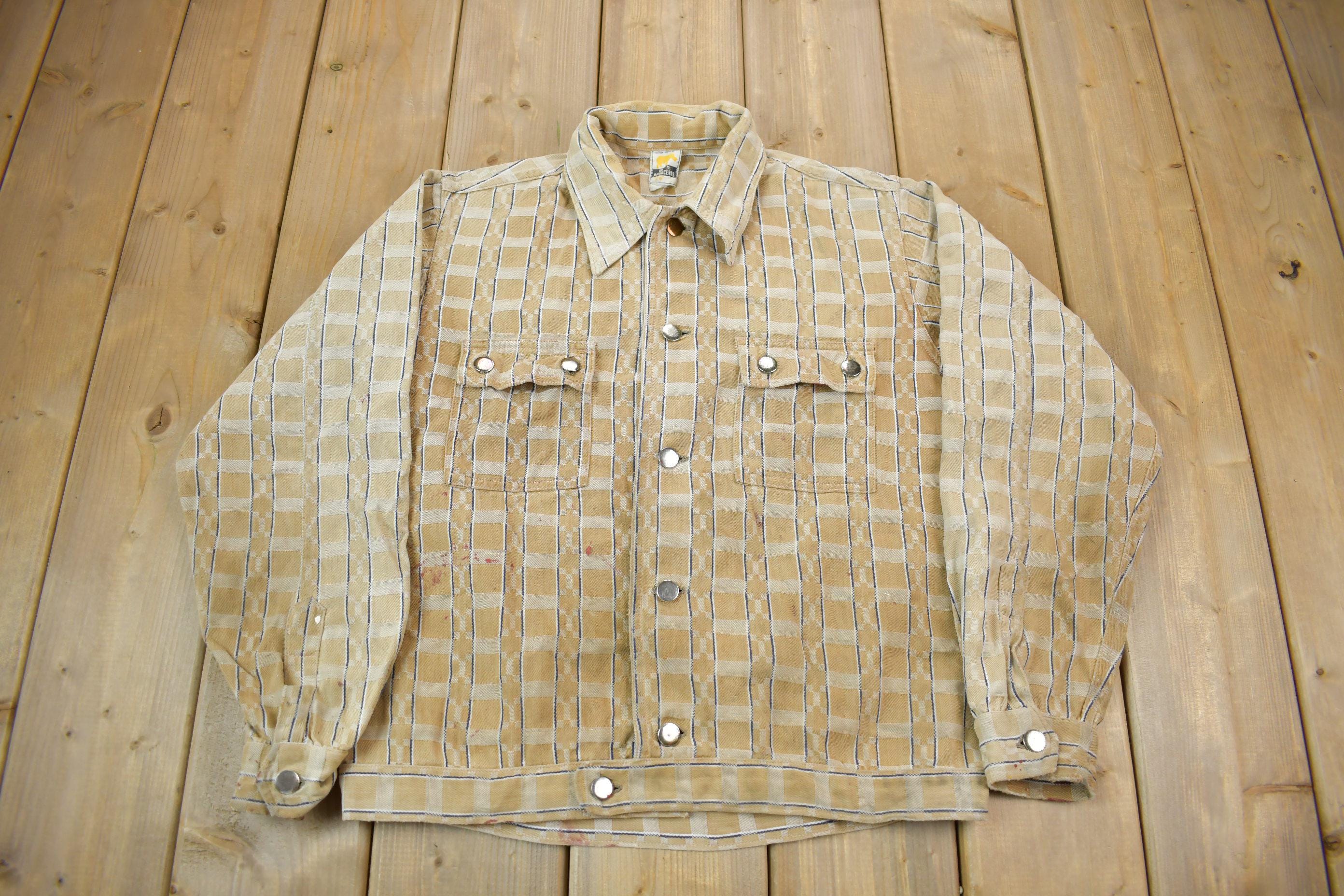 Vintage 1970s Rhinoceros Plaid Button Down Light Jacket