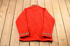 Vintage 1990s Norman 100% Virgin Wool Knit Red Full Zip Up Sweater