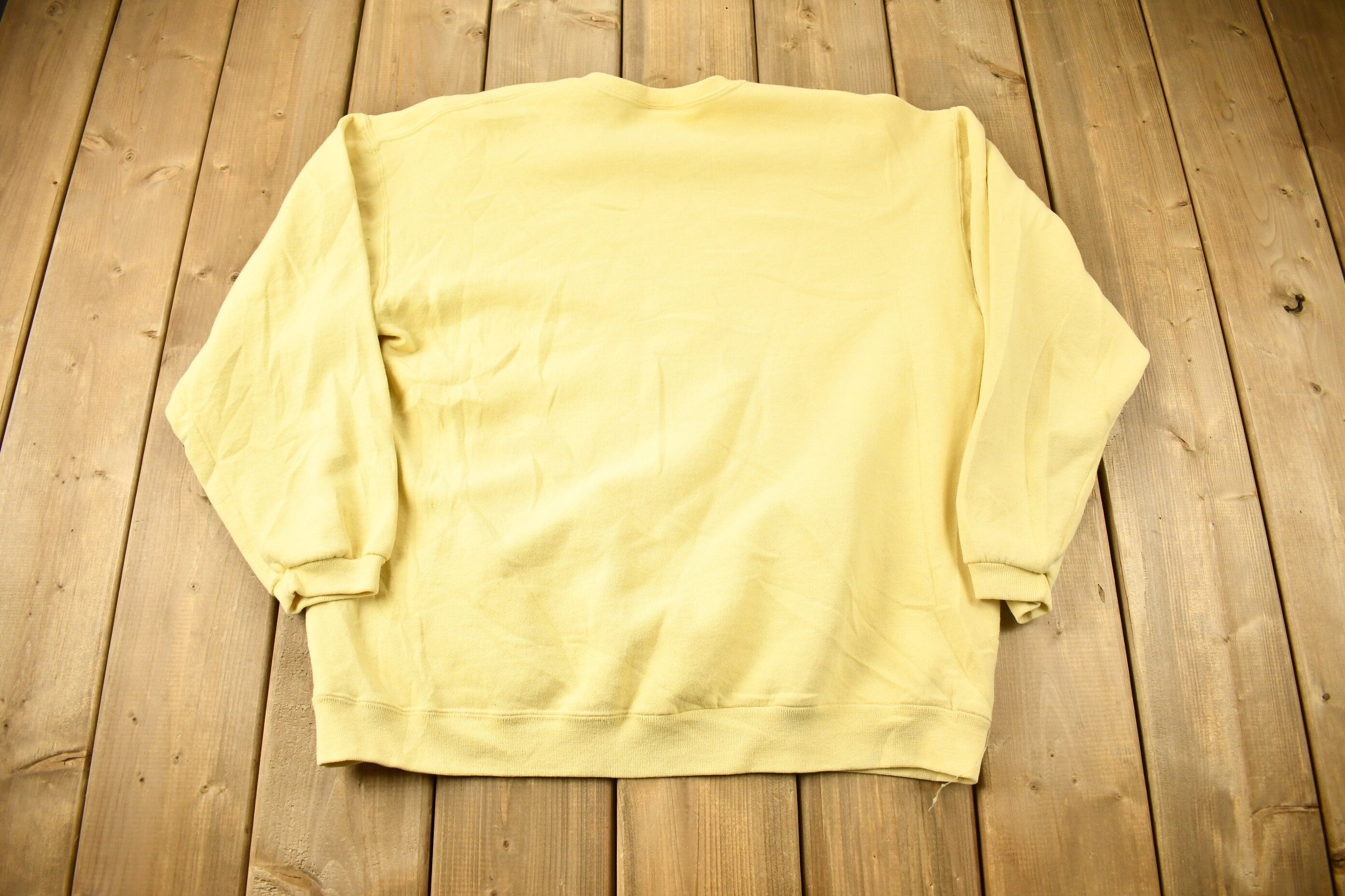 Vintage 1990s Russell Athletics Yellow Blank Crewneck Sweatshirt