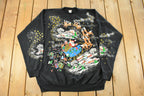 Vintage 1990s Santa Christmas All Over Print Crewneck Sweatshirt Women's 2XL