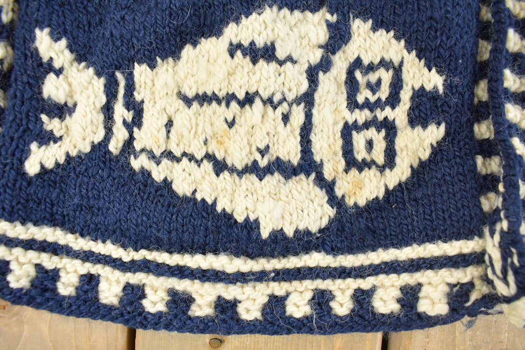Vintage 1990s Express Tricots Fish Hand Knit Cardigan Sweater Women's M  Vintage Cardigan  Button Up  Cozy Cardigan