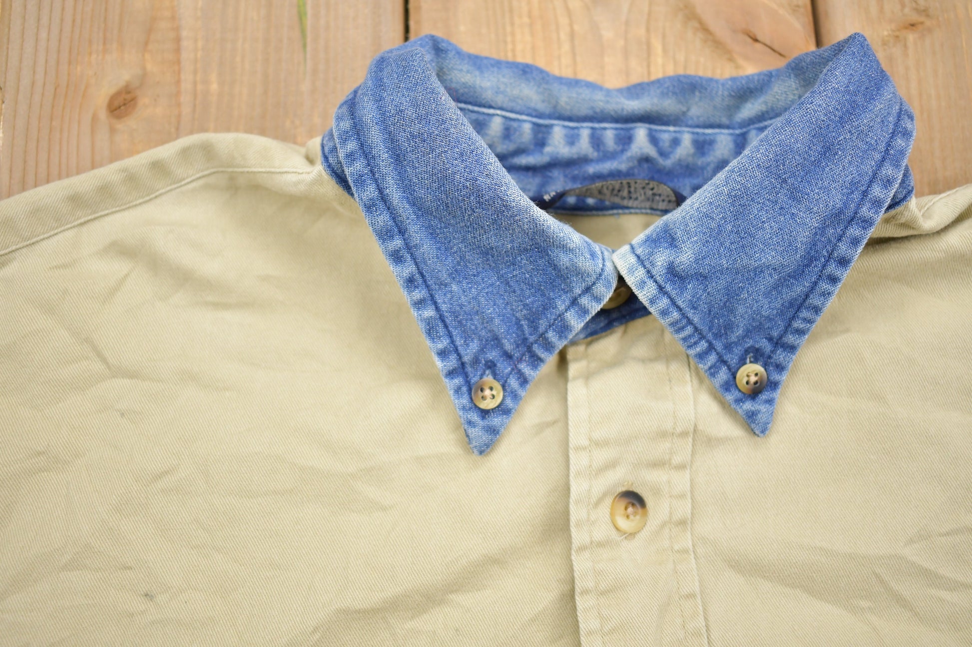 Vintage 1990s Nautica Denim Collar Long Sleeve Button Up Shirt