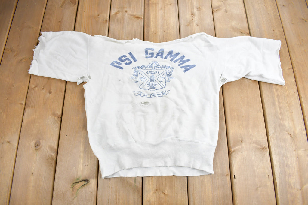 Vintage 1950s PSI Gamma Thrashed Collegiate Crewneck
